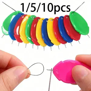 Plastic Threading Tool Set, Bright Cylindrical Needle Threader, Durable DIY Accessories, Ideal for Beading and Fine Threads, Perfect for Seniors