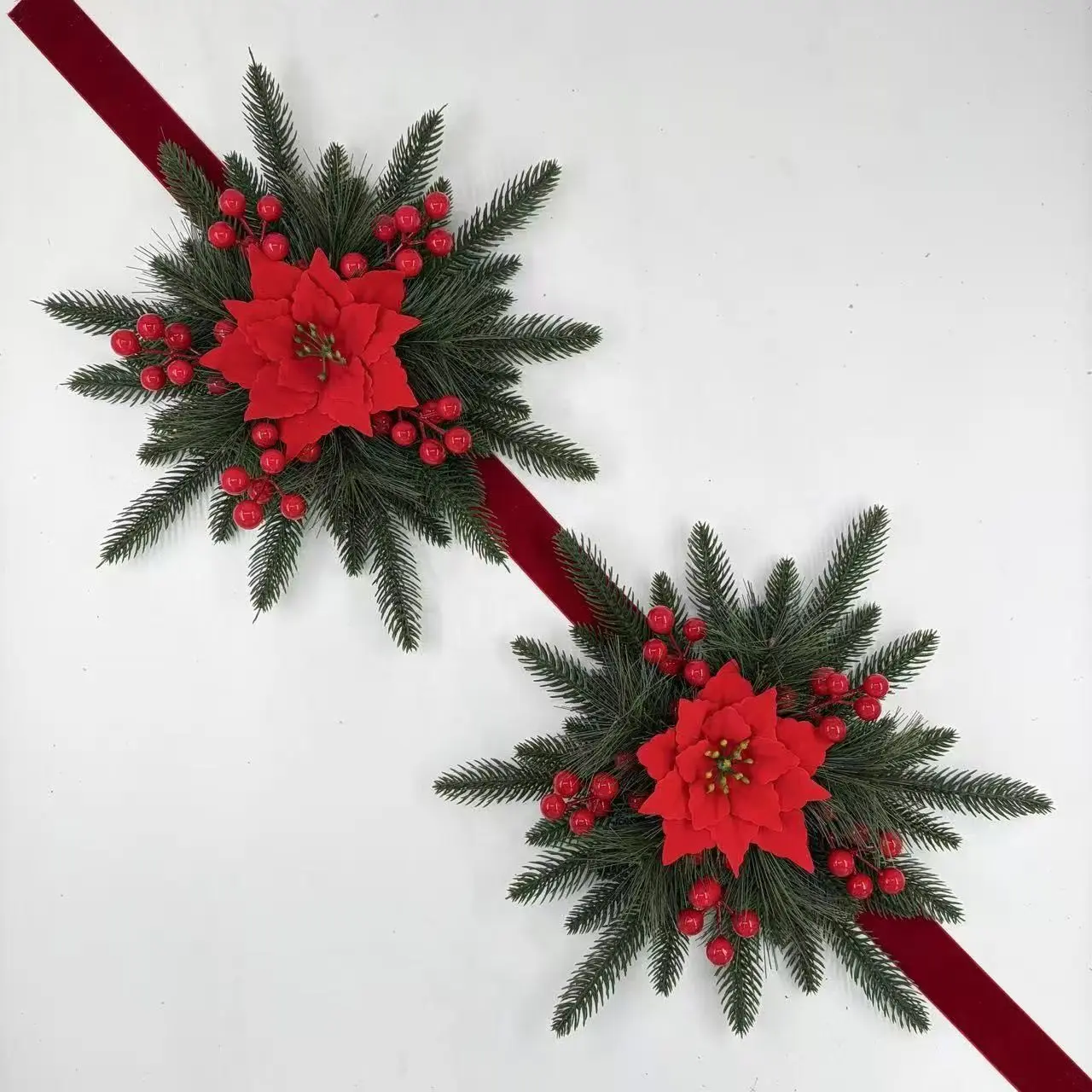 2pcs Christmas Decorative Wreaths, Window Display Door Hanging, Vine Circle Bow, Festive Holiday Ornaments, Perfect for Seasonal Decoration