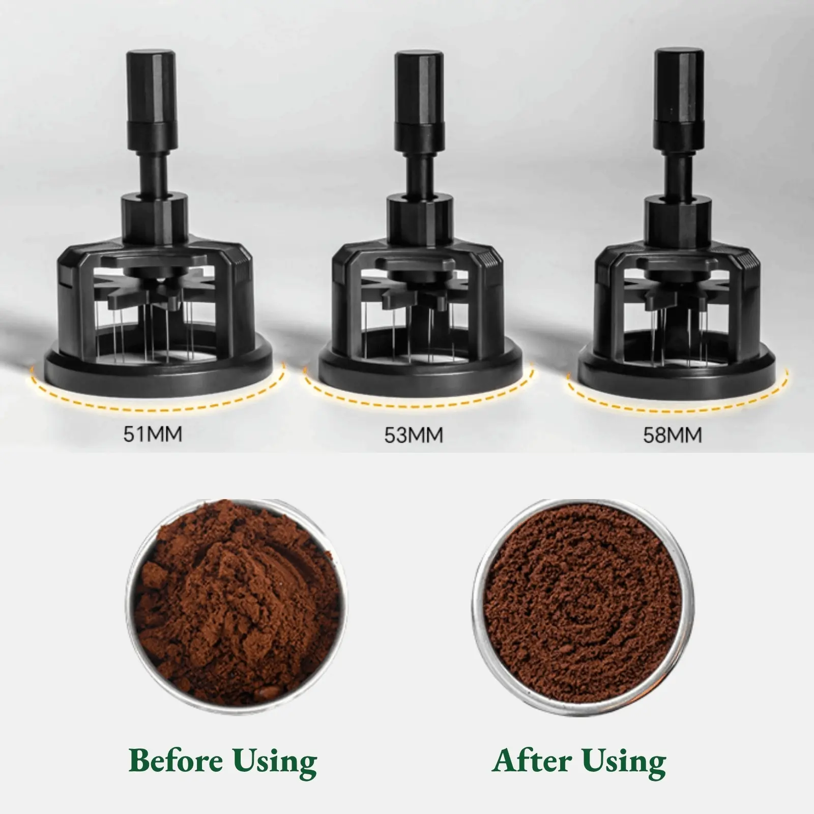 WDT Distribution Tool, 58mm Coffee Distributor Needle, 54mm Espresso Stirrer Distribution Tool for Barista, 53mm Needle Espresso Stirrer, Magnetic design Making It Easy to Spread Powder - 10 Needles, Adjustable Needle Height for Home Coffee Shop