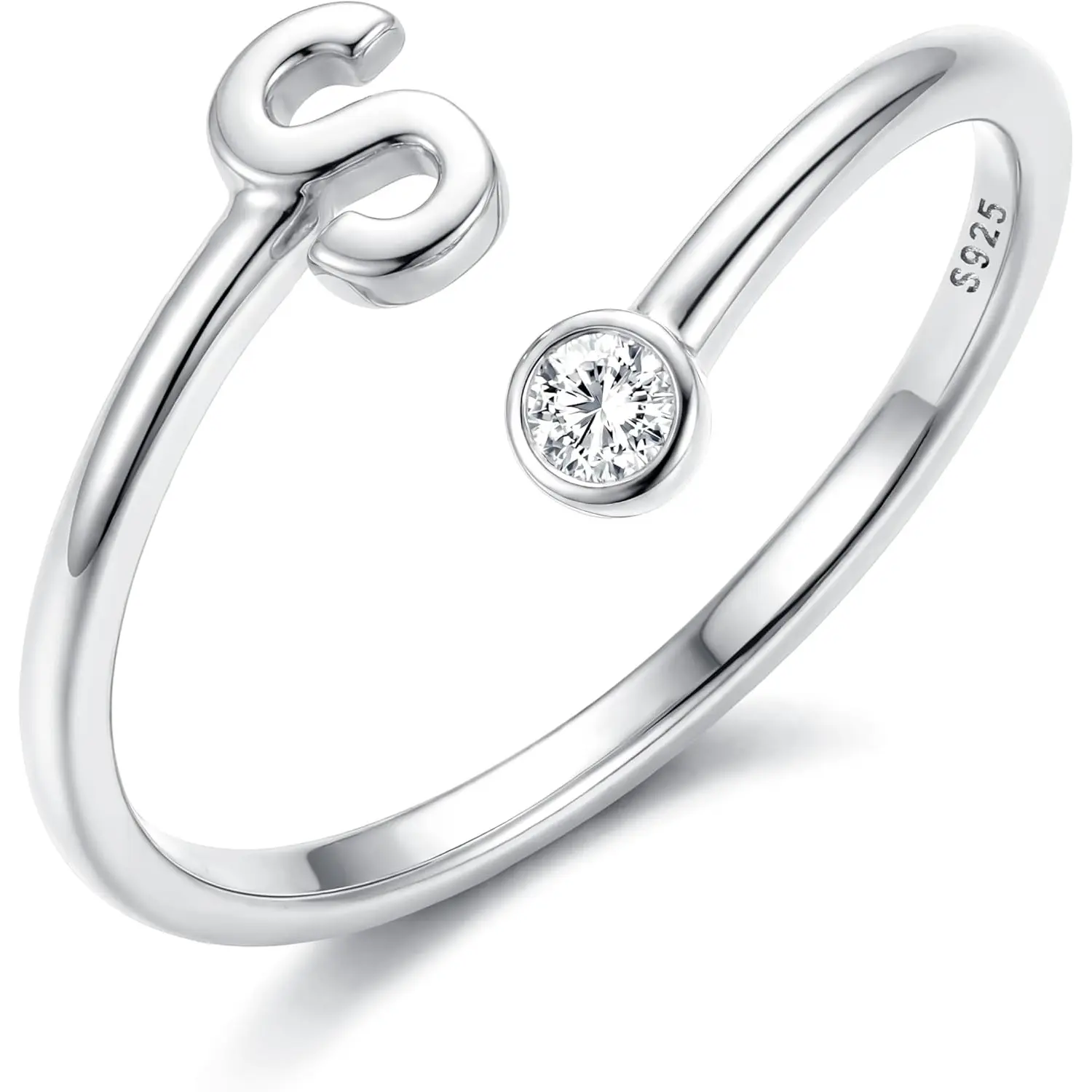 925 Sterling Silver Ring for Women Teen Girl 18K Gold Plated Initial Rings Adjustable Capital Letter Ring Stackable Thumb Pinky Rings for Birthday Mother's Valentine's Day Jewelry Gifts