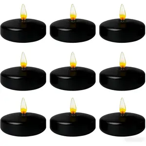 Black Floating Candles 3 inch 12 Pack for Centerpieces Wedding Decor Burning Time 8-10 Hours