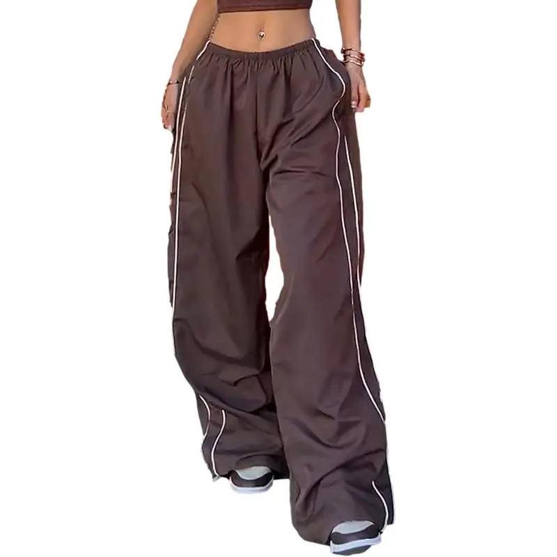 Women’s Y2K Parachute Pants| Wide-Leg Baggy Track Pants with Elastic Waist for Streetwear, Dance, Campus, Travel & Casual Outfits