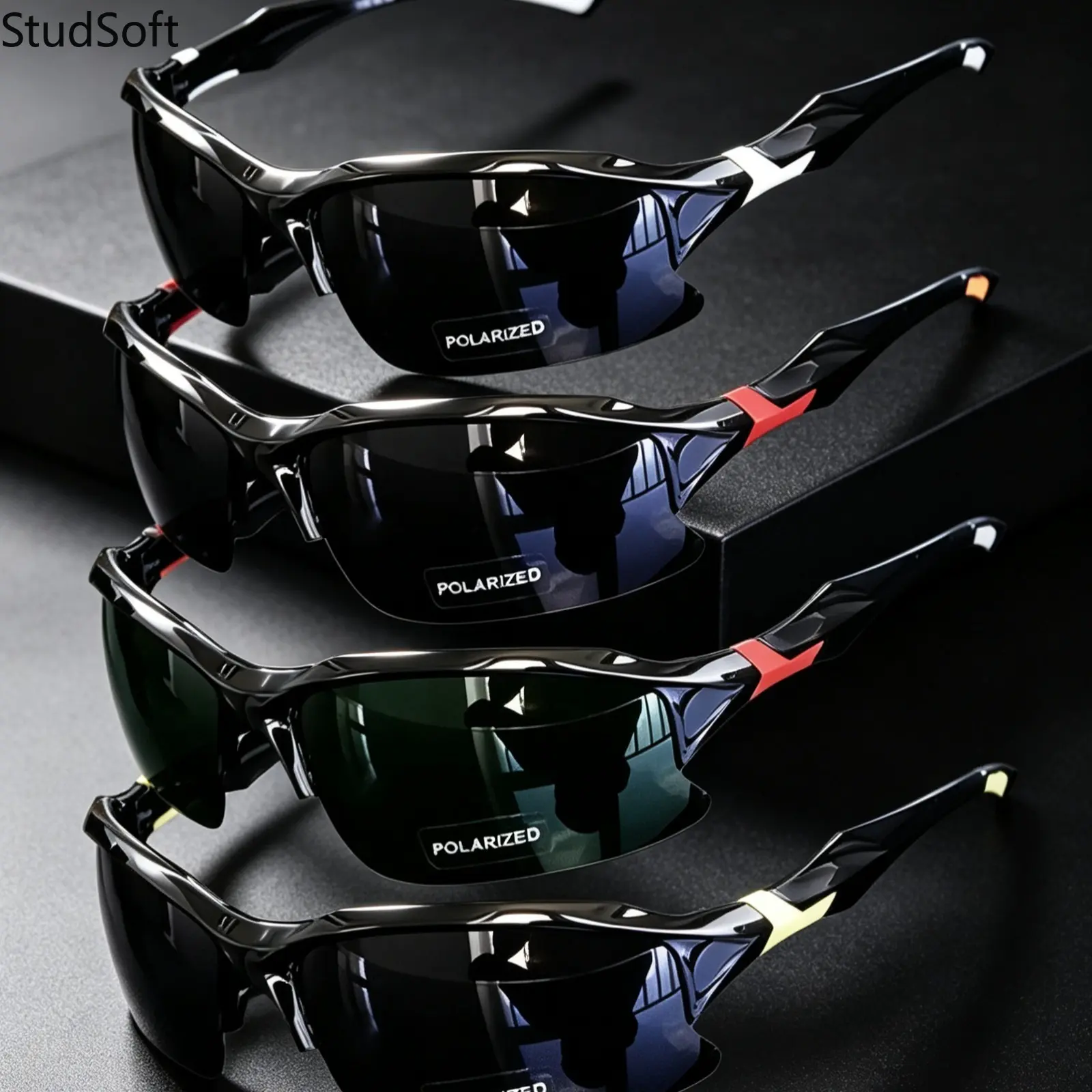 Unisex 4-Pack Polarized Lens Sports Sunglasses with UV400 Shield, Windproof Wrap-Around, Trendy Look for Outdoor Sports Cycling Golf (Men Women Fit)