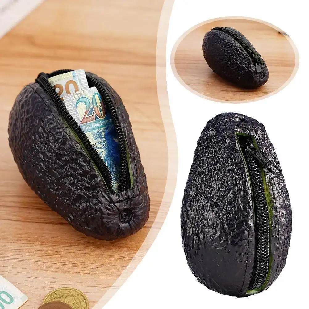 Kawaii Avocado Coin Purse for Girls, Cute Mini Pouch with Wrist Strap, Lightweight Zipper Money & Key Holder for Daily Use, Wristlet, Avocado Shape, Purse Things, 1Pc, Paper, Retro, Avocado Print