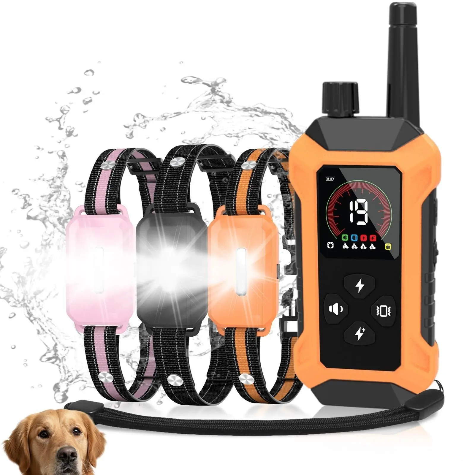 Shock Collar for Dogs 3 Pack (5–150Lbs), 4400FT Waterproof 3 Dog Training Collar with Remote Control 5 Training Modes Rechargeable Electric Dog Collar with Light, E collars for Small Medium Large Dogs