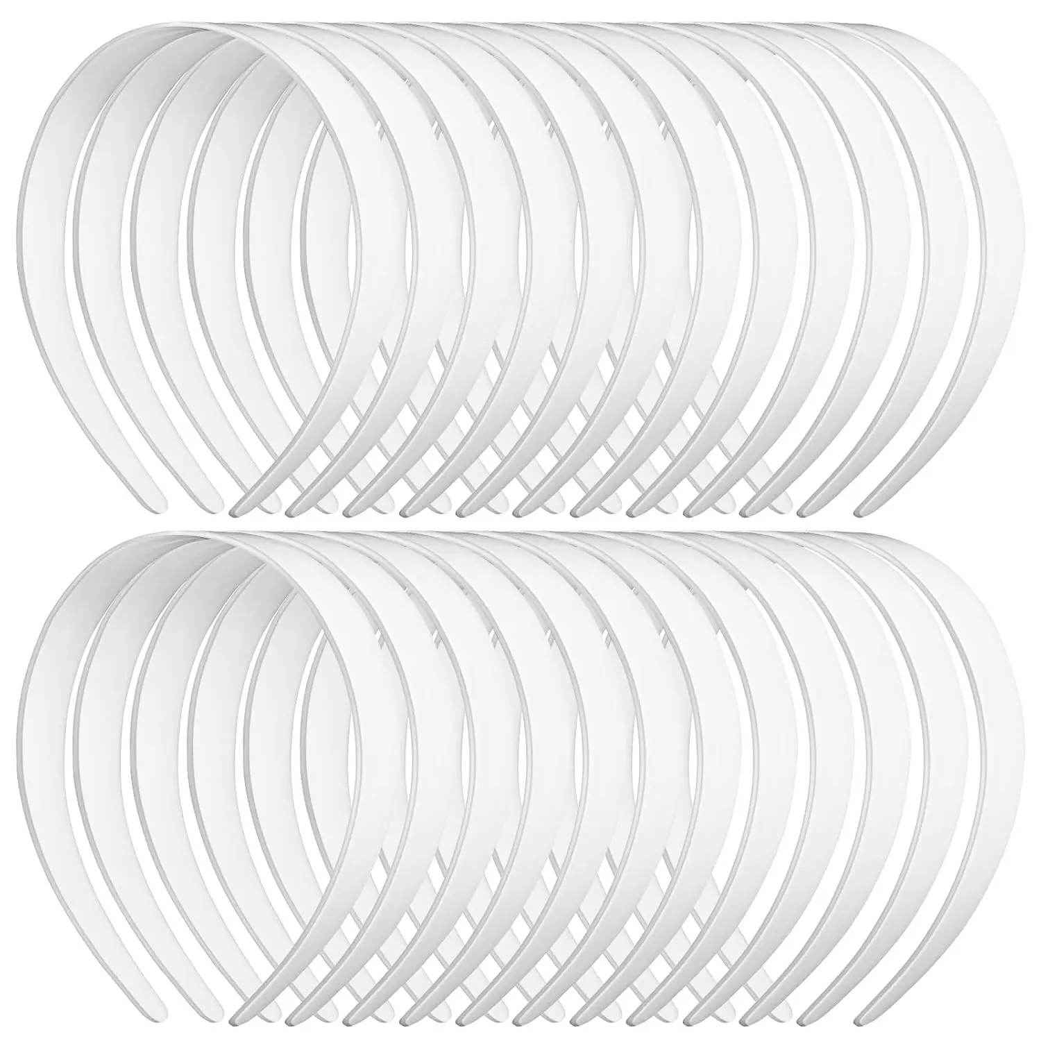 80 count White Plastic Headbands Bulk, 1 Inch Wide No  Plain Headbands for DIY Crafts, Comfortable Blank Hair Bands for Women
