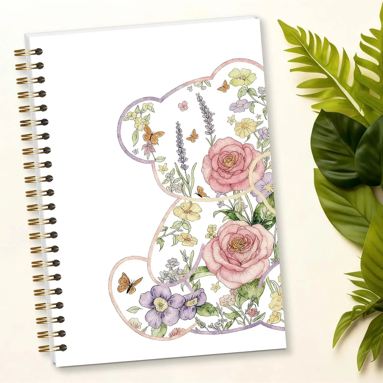 Cute Bear Spiral Notebook, Girly Preppy Office Stationery, Gift for Women Girls, 5.8x8.3" - A16