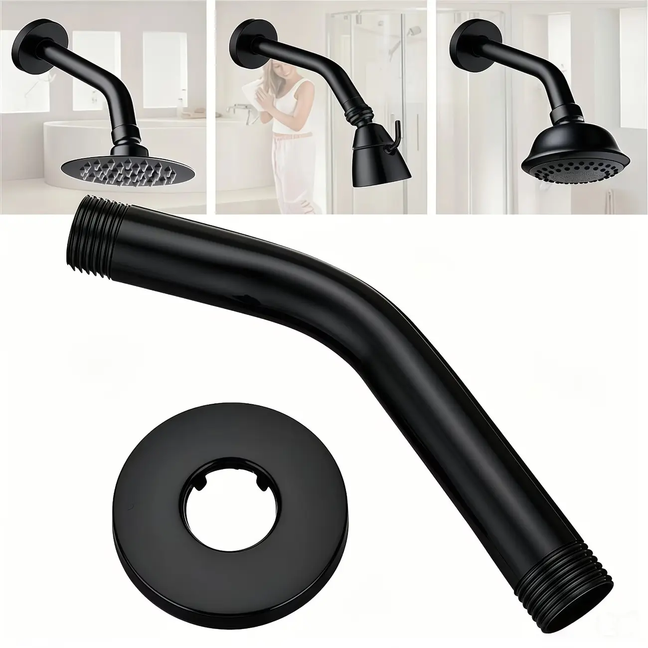 Matte Shower Extension Arm, 1/2 Inch Universal Thread, Wall-Mounted Shower Head Arm, Corrosion-Resistant, Ideal for Bathroom Renovation