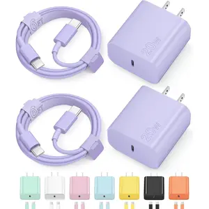 iPhone 17 16 15 Charegr Fast Charging Type C Chargers USB C Charger Block iPhone Air Chargers with 2 Pack 6FT Cable for iPhone 17/17 Plus/17 Pro Max/16/16 Plus/16 Pro Max/15 Pro Max/iPad Pro(Purple)