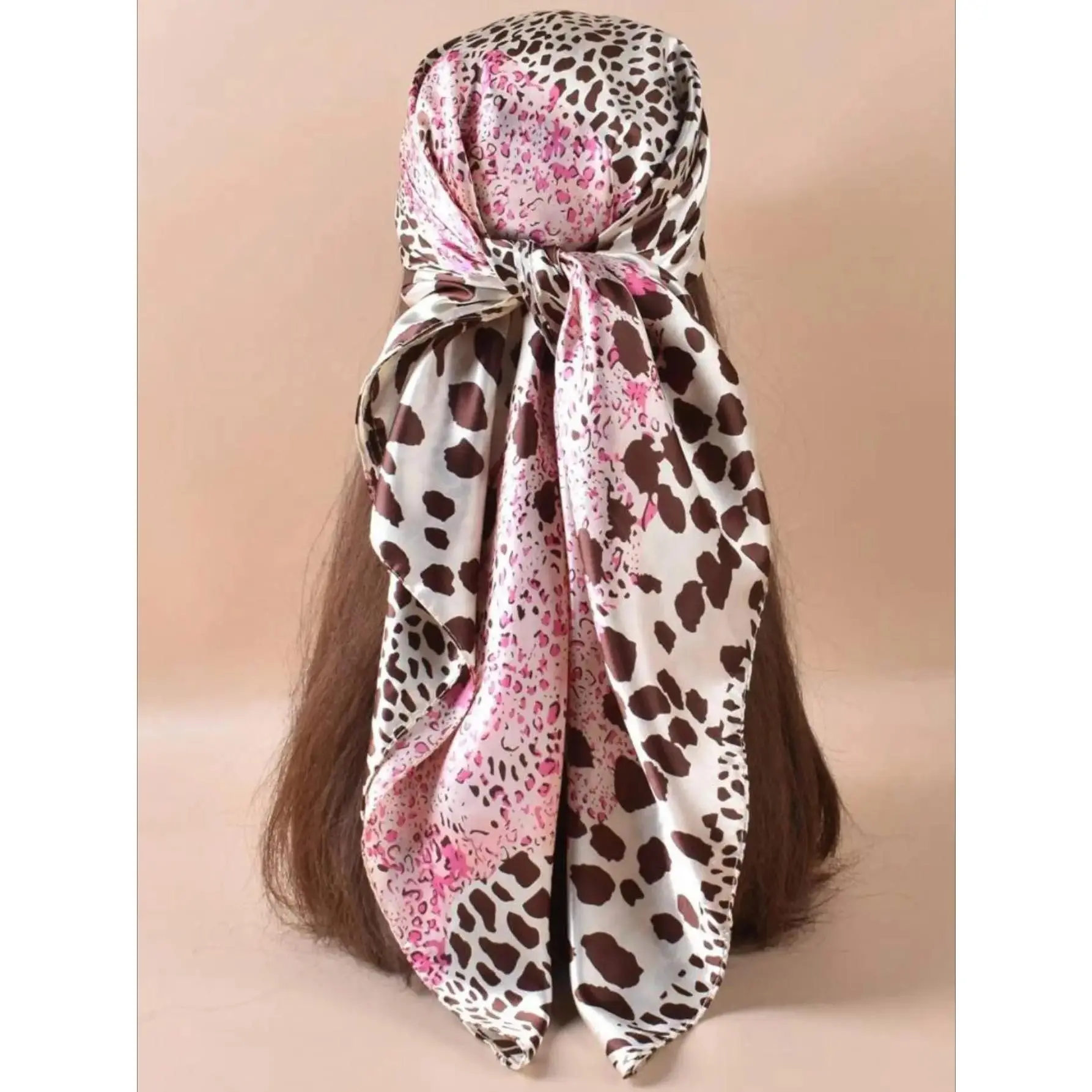 Women's Leopard Print Satin Head Scarves - Fashion, Elegant, Soft, Fitted Shape, Universal-Fit Sports & Outdoor Hair Accessories for Everyday Wear