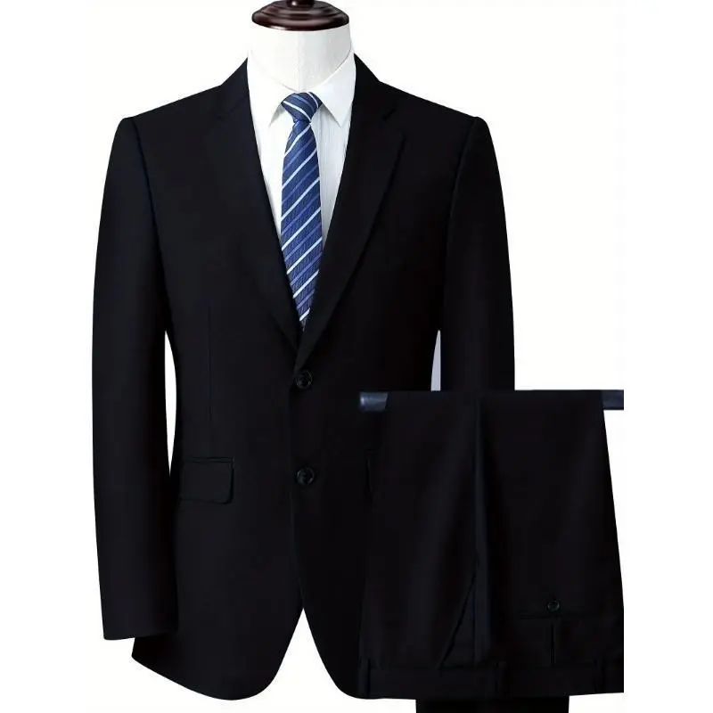 Suit Set for Men, Professional Business Interview Suit, Groom Two-Piece Set Menswear Sleeve