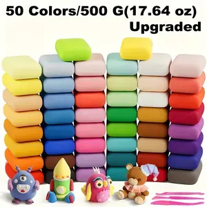 Upgrade 500g Air-Dry Clay Set, 50 Colors, Kids Modeling Clay Kit with Plastic Molds & Tools, Non-Stick, Soft, DIY Craft Gift, Boys Girls, 10g Per Pack