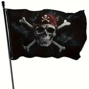 Pirate Jolly Roger Flag - Black Banner with Realistic Skull & Crossbones, 2x3ft & 3x5ft Lightweight Flag for Home, Yard & Pirate Enthusiast Decor