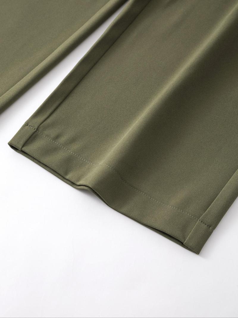 Women's Business Casual Plain Color Elastic Waist Button Fashion Pants, Fitted H-Type, All Seasons, Stylish and Comfortable