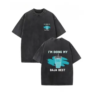 Unisex Washed Vintage Baja Blast Graphic Tee I’m Doing My Baja Best Retro T-Shirt