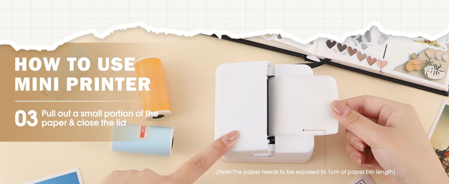 Print Pods Mini Printer, Thermal Inkless Sticker Maker With 10 Rolls Printing Paper, Pocket Printpod For Phone, Portable Printer For Notes, Flashcards, Journal, DIY, Compatible With iOS & Android