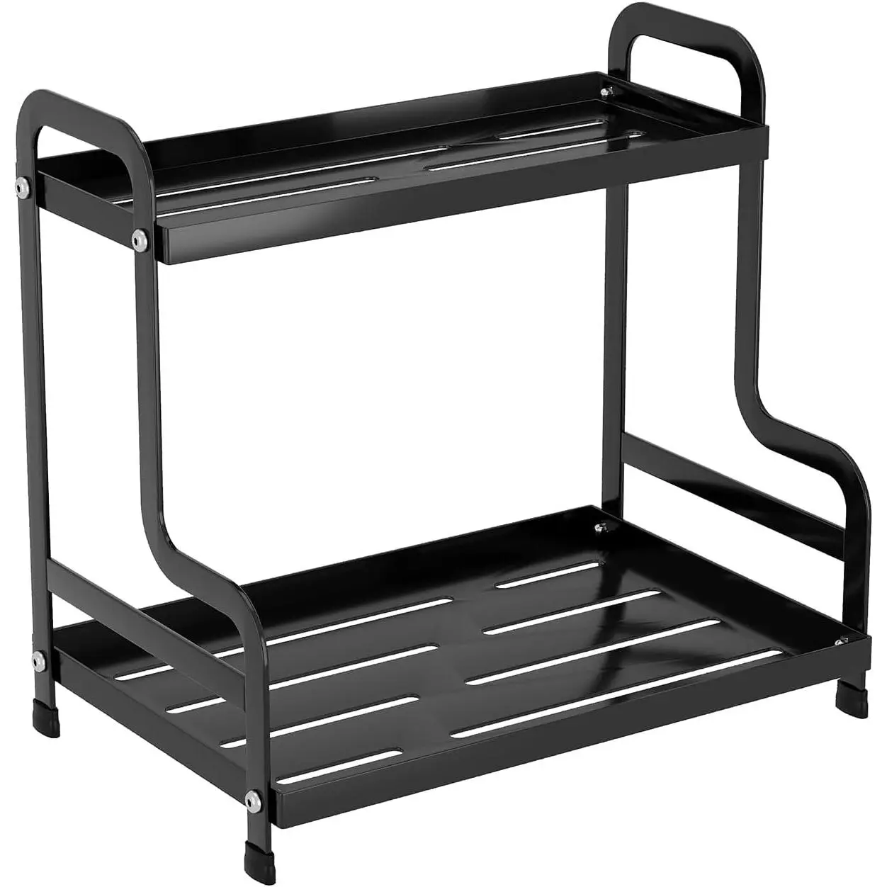 2 Tier Coffee Bar Organizer and Accessories Storage Countertop Shelf for Kitchen Coffee Station Organizer Mug Holder Coffee Condiment Storage Rack Black