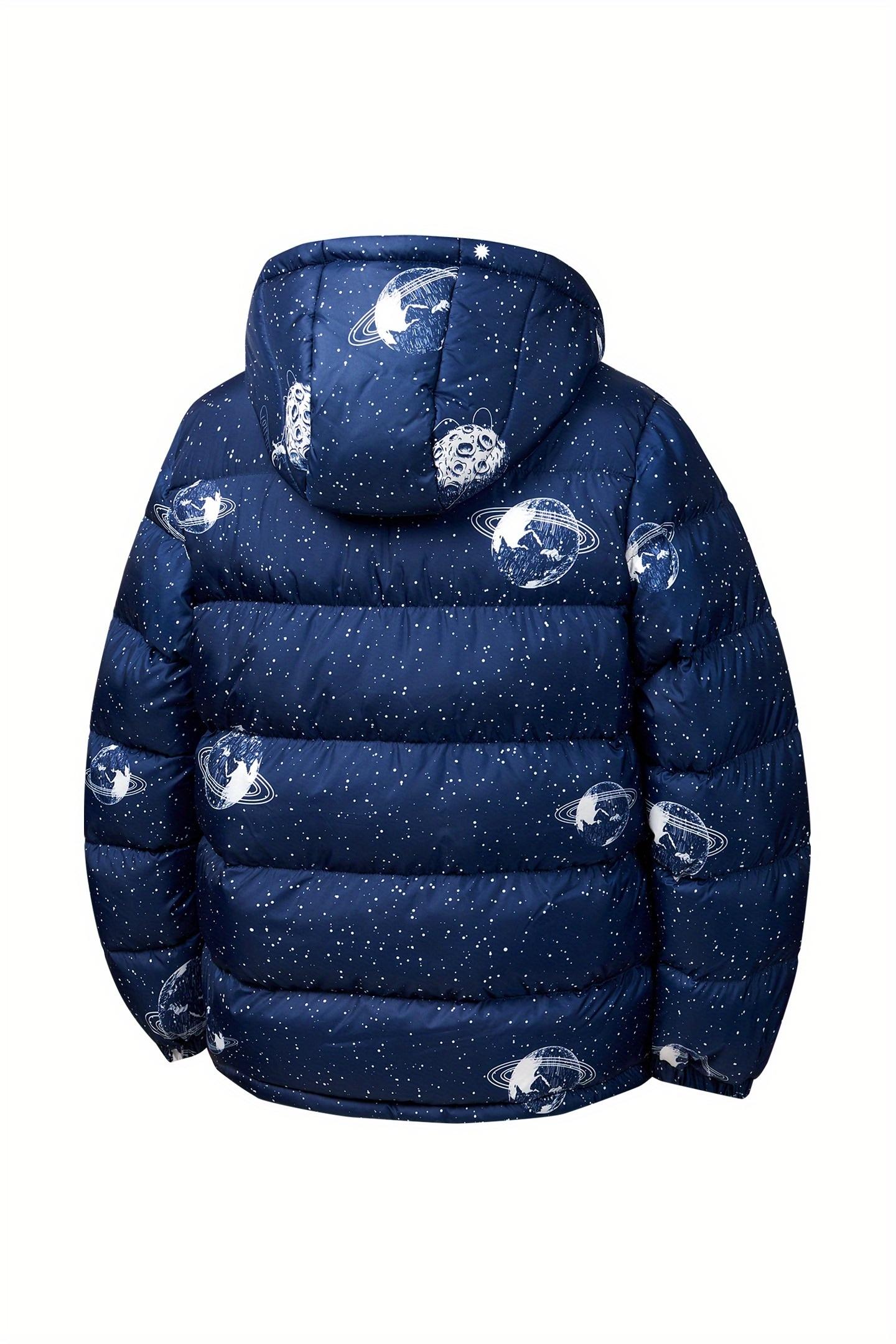 (New)Boys' Winter Hooded Jacket - Thickened Warm Coat with Zipper Closure, Red & Casual Outerwear, Polyester, Regular Fit for Cold Weather, Winter Coat for Boys, Durable Kids' Clothing