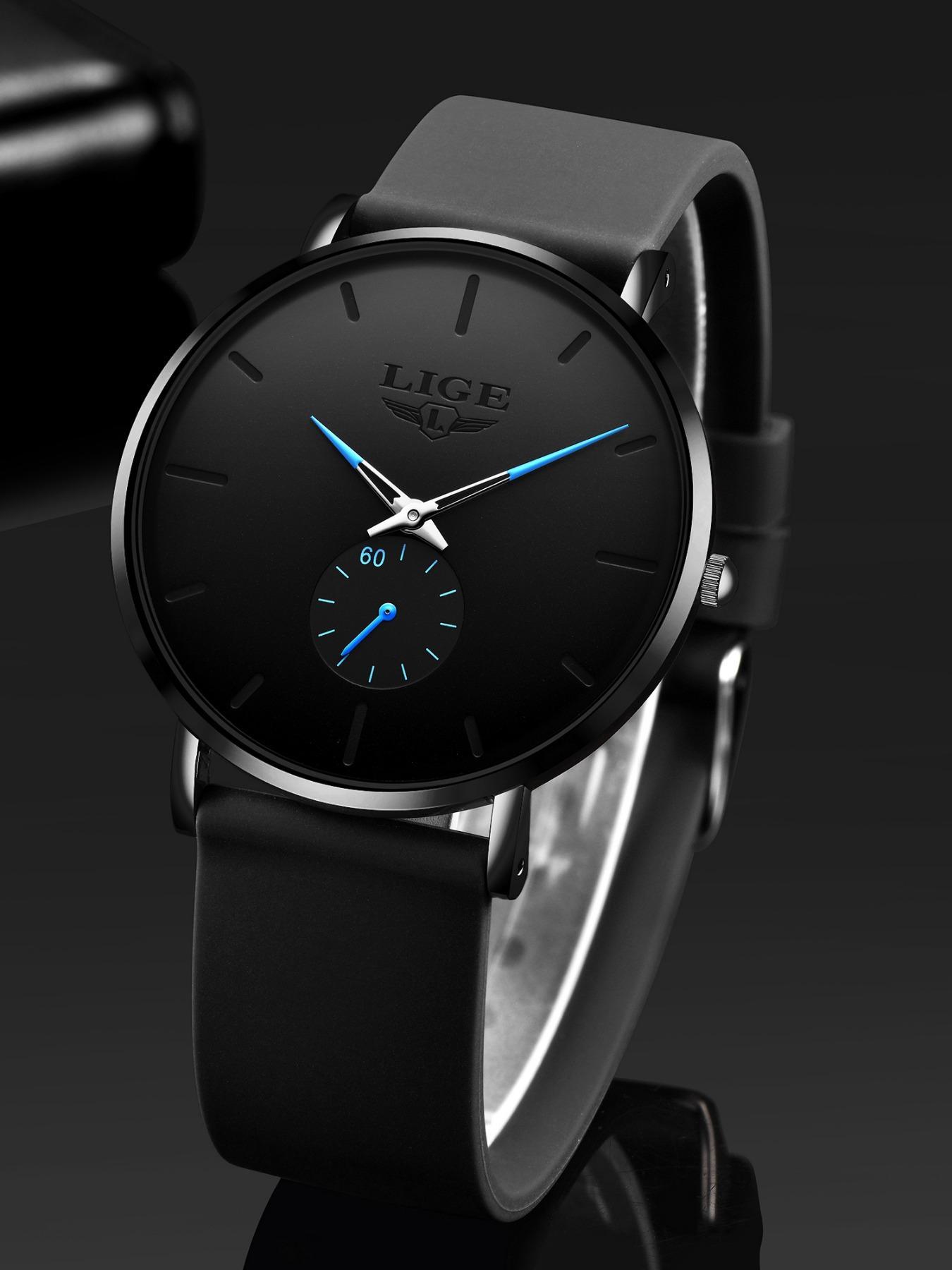 Men's Business Fashion Round Dial Analog Quartz Watch, Minimalist Style Wristwatch, Modern Fashionable Wristwatch, Trendy Watch for Daily Use As Gift with Box, Business Casual Watch, Business Fashion Watches detail 5