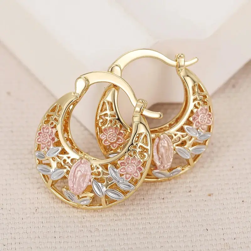 Multicolor Flower Rose Ear Cuff for Women Romantic Style Daily Wear Brass Jewelry Vacation Outfit