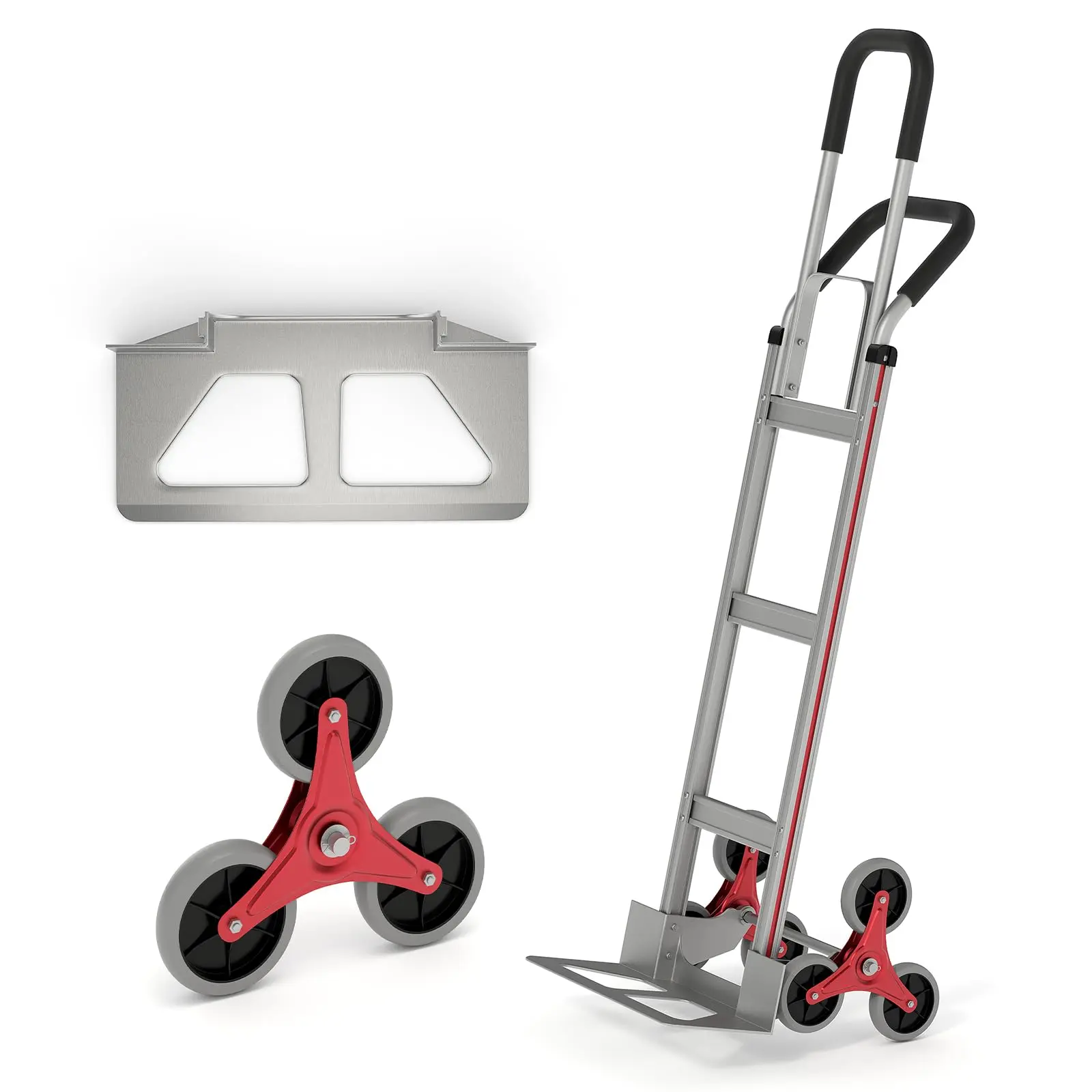 Stair Climbing Hand Truck 330lbs Capacity, 6 Wheel Dolly That Glides Up Stairs! Folding Dual Handle Cart for Moving Furniture, Appliances, Boxes, Dorm Move