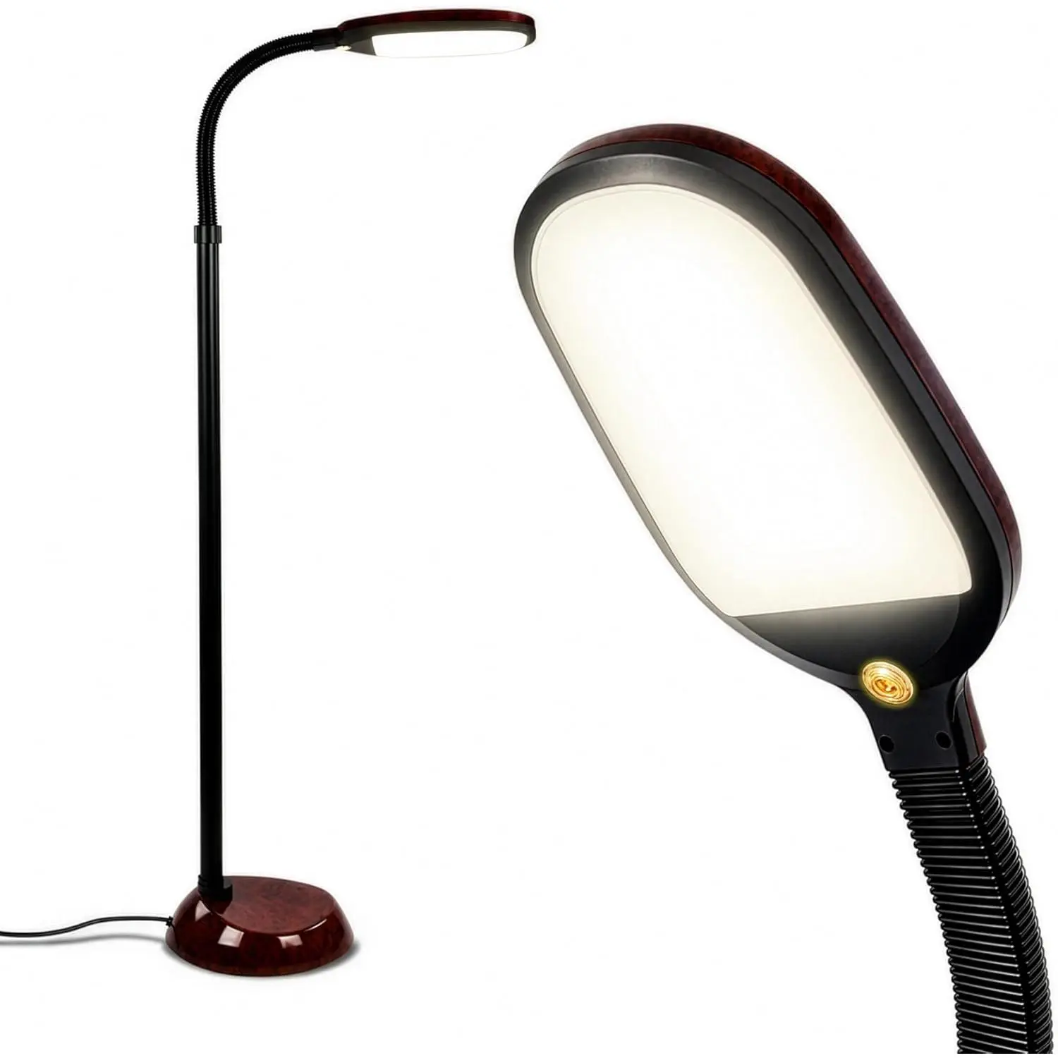 Slim Litespan Bright LED Powered Decorative Floor Lamp - Adjustable Gooseneck Arm Standing Lamp, Adjustable Lighting for Reading - Indoor Decorative Light for Living Room, Bedroom (Havana Brown), Led Lights Bedroom