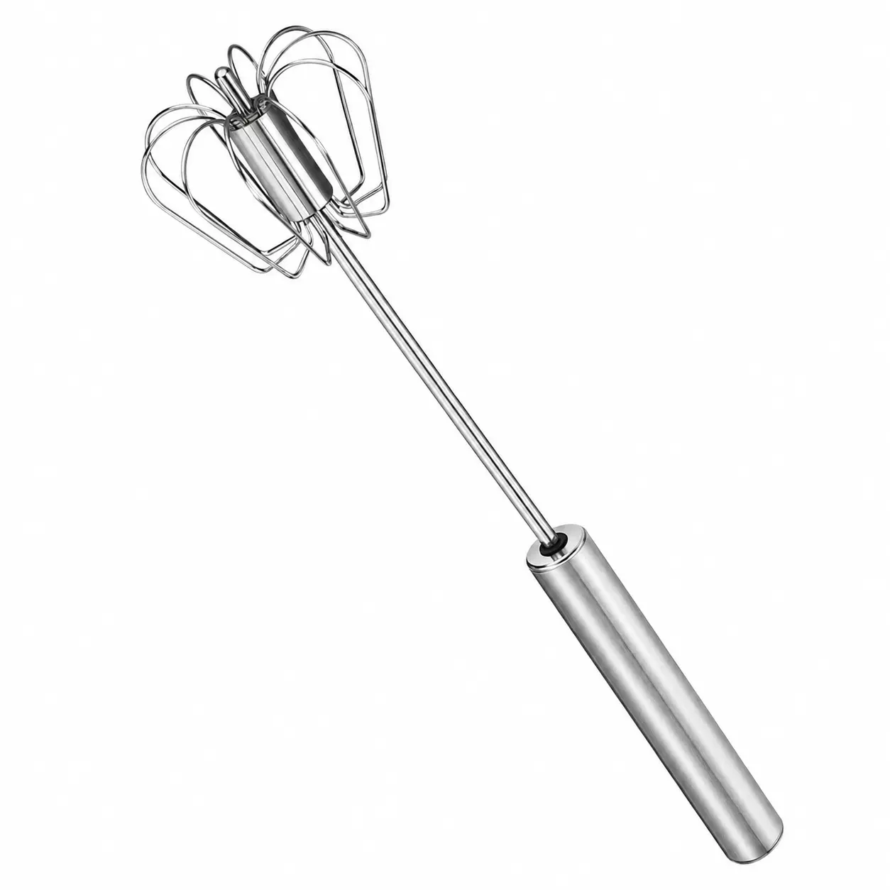 Stainless Steel Manual Whisk for Effortless Mixing – Lightweight, Compact, Battery-Free Hand-Push Egg Beater Ideal for Camping, Home Cooking, Baking, and Everyday Kitchen Use – Durable Solid-Metal Construction with Ergonomic Grip