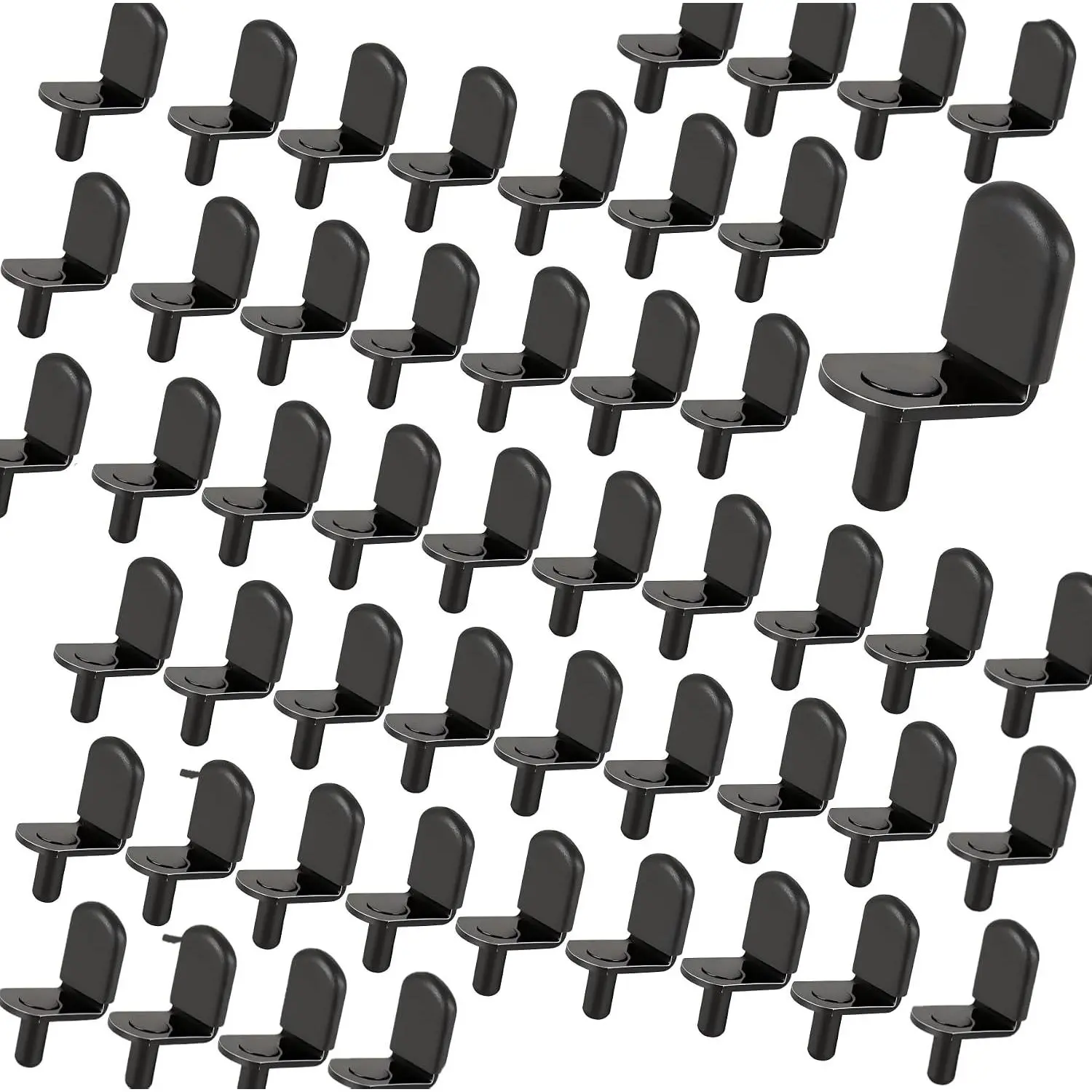 5mm Cabinet Shelf Clips & Pins, Black 50-Pack | Easy push-in install, heavy duty, anti-slip pegs for furniture shelves;5mm shelf pins;shelf pins black