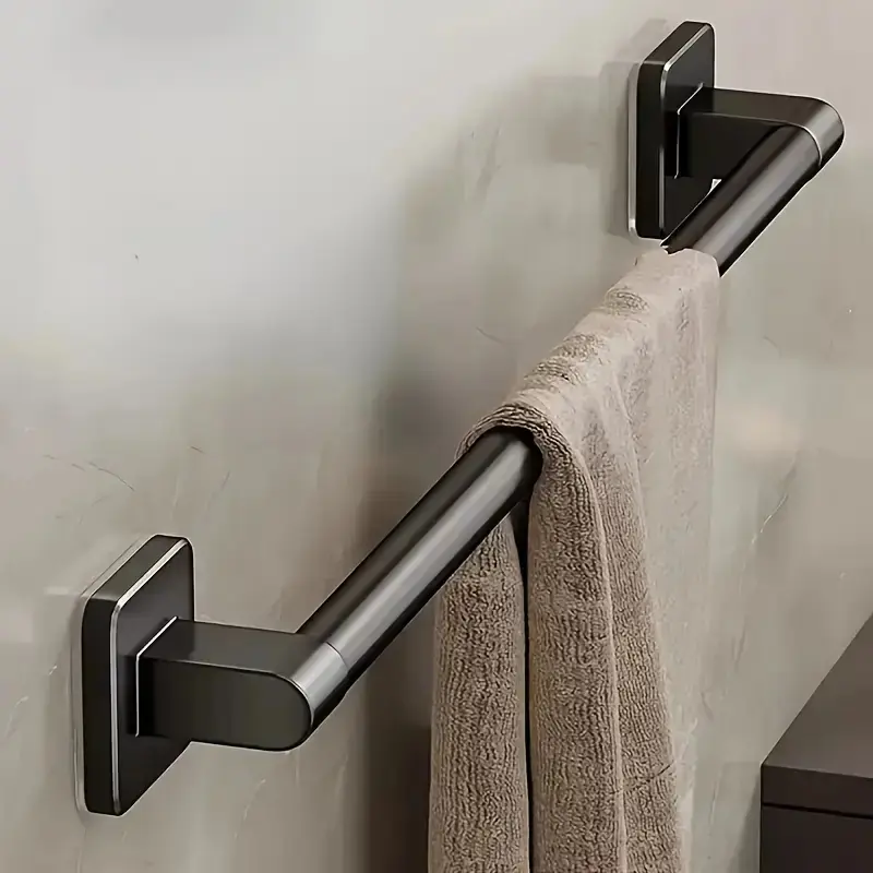 Modern Bathroom Towel Holder Rack with Self Adhesive Installation, Elegant Aluminum Alloy Wall Mounted Organizer for Towels Washcloths and Bathroom Essentials, Decorative Home Storage Accessory, Bathroom Organizers for Housewarming Gifts