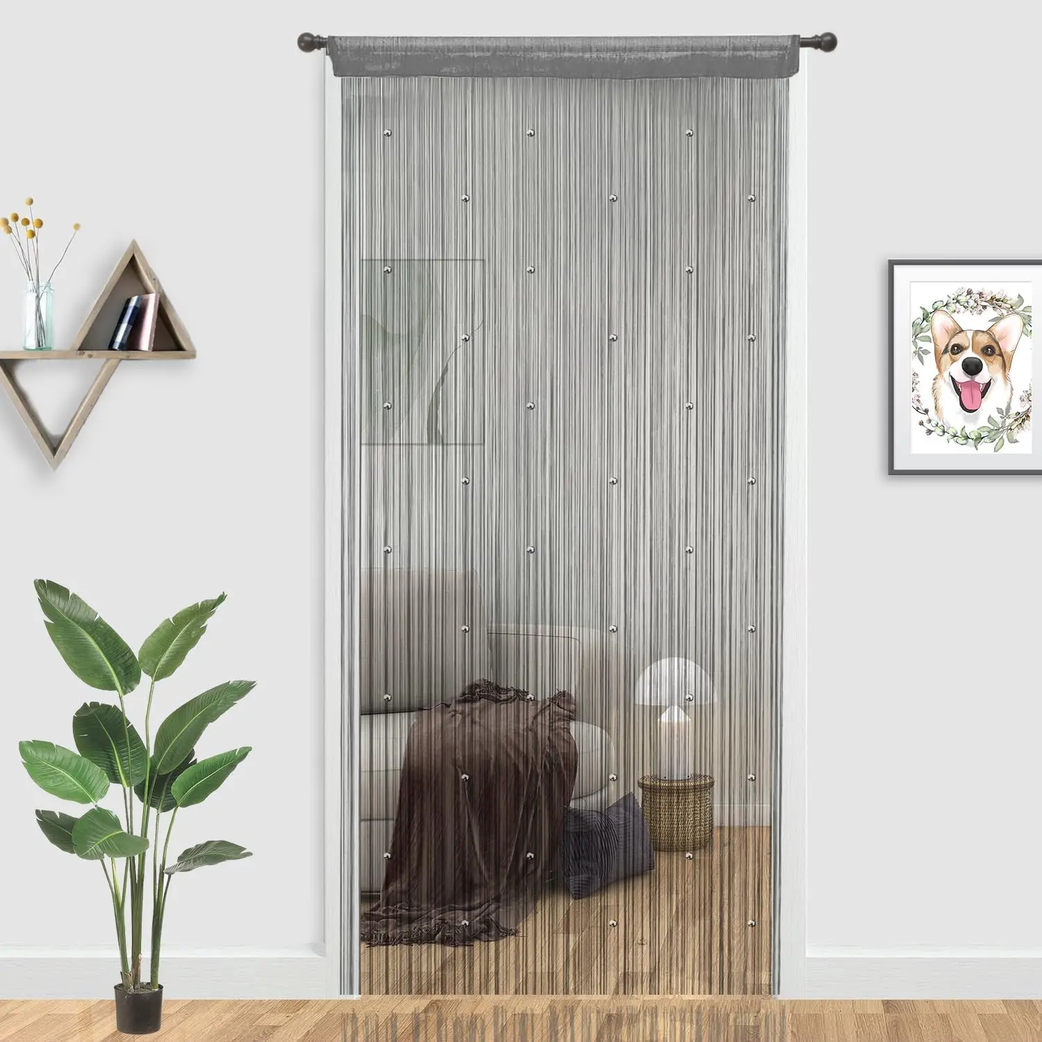 Beaded Curtain Beaded Curtains for Doorways Weave Suitable for Interior Decoration and Partitions Hippy Closet Curtains (Grey, 35"x79")