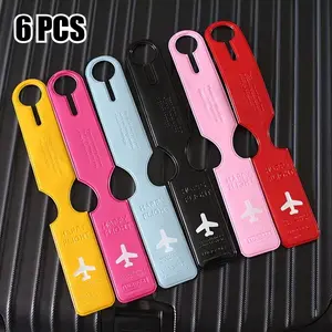 6pcs Colorful Luggage Tags, Durable PVC Travel Accessories Bag Accessory with Easy-to-Read Labels for Quick Identification, Stylish Flat Design, Suitable for Suitcases, Handbags, and Backpacks, Travel Luggage, Secure Travel Tags