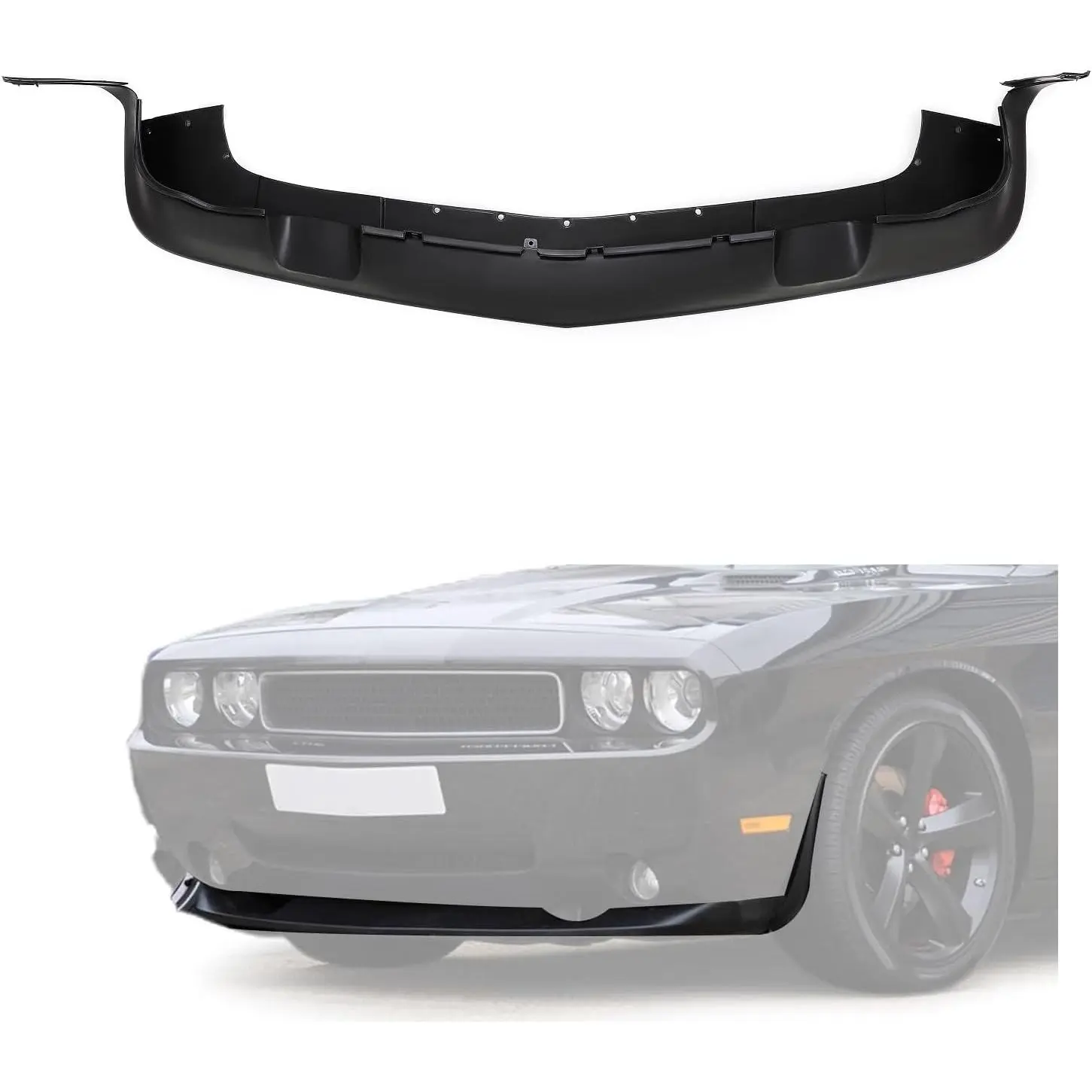 KQQIO Front Bumper Lip Compatible with 2008-2014 Dodge Challenger Replacement for 68109837AA Spoiler Splitter Air Dam Body Protector Kit Polypropylene (Black)