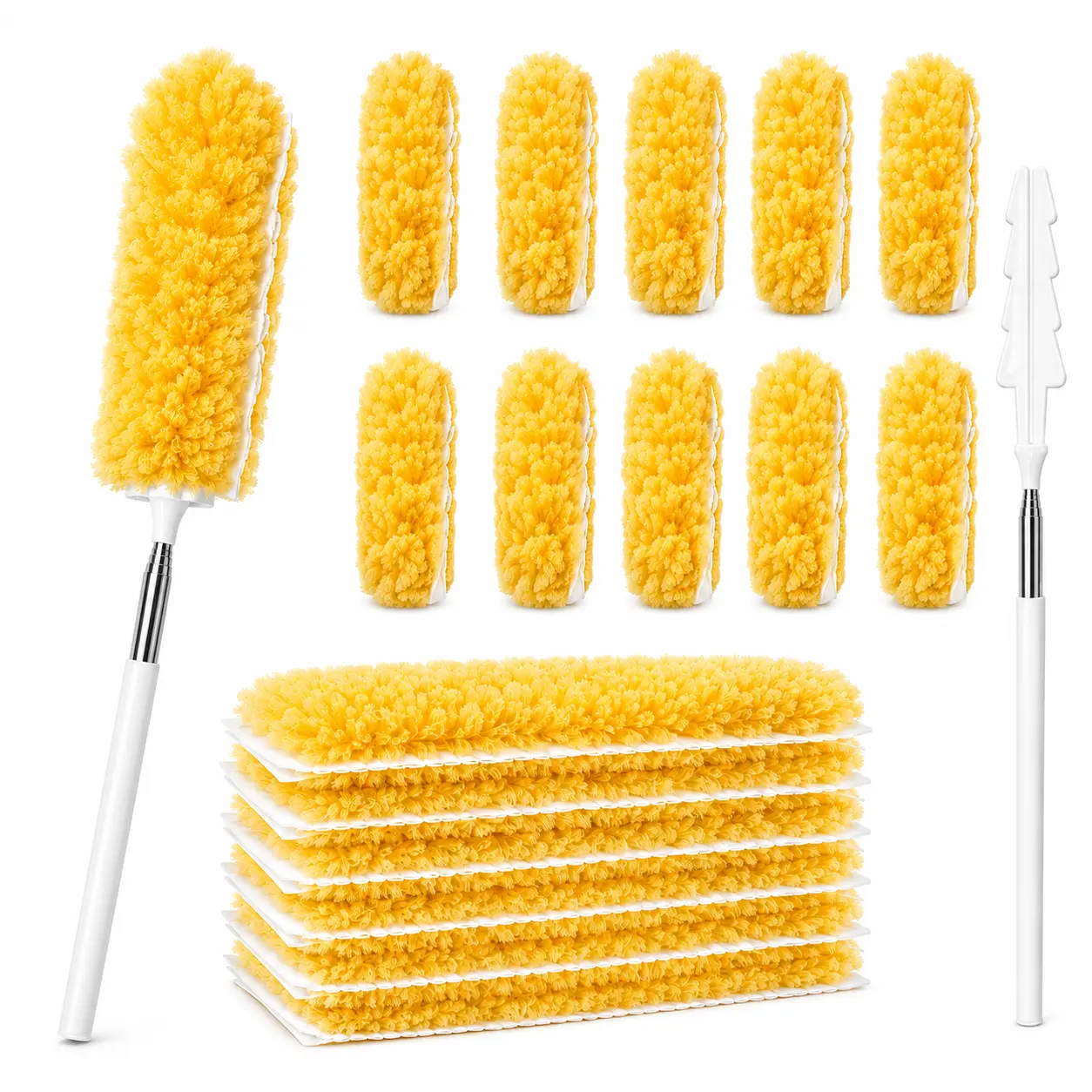 20PCS 360 Duster Refills with 1 Handle, Heavy Duty Disposable Dusters Kit for Furniture, Blinds, Ceiling Fans & Home Cleaning