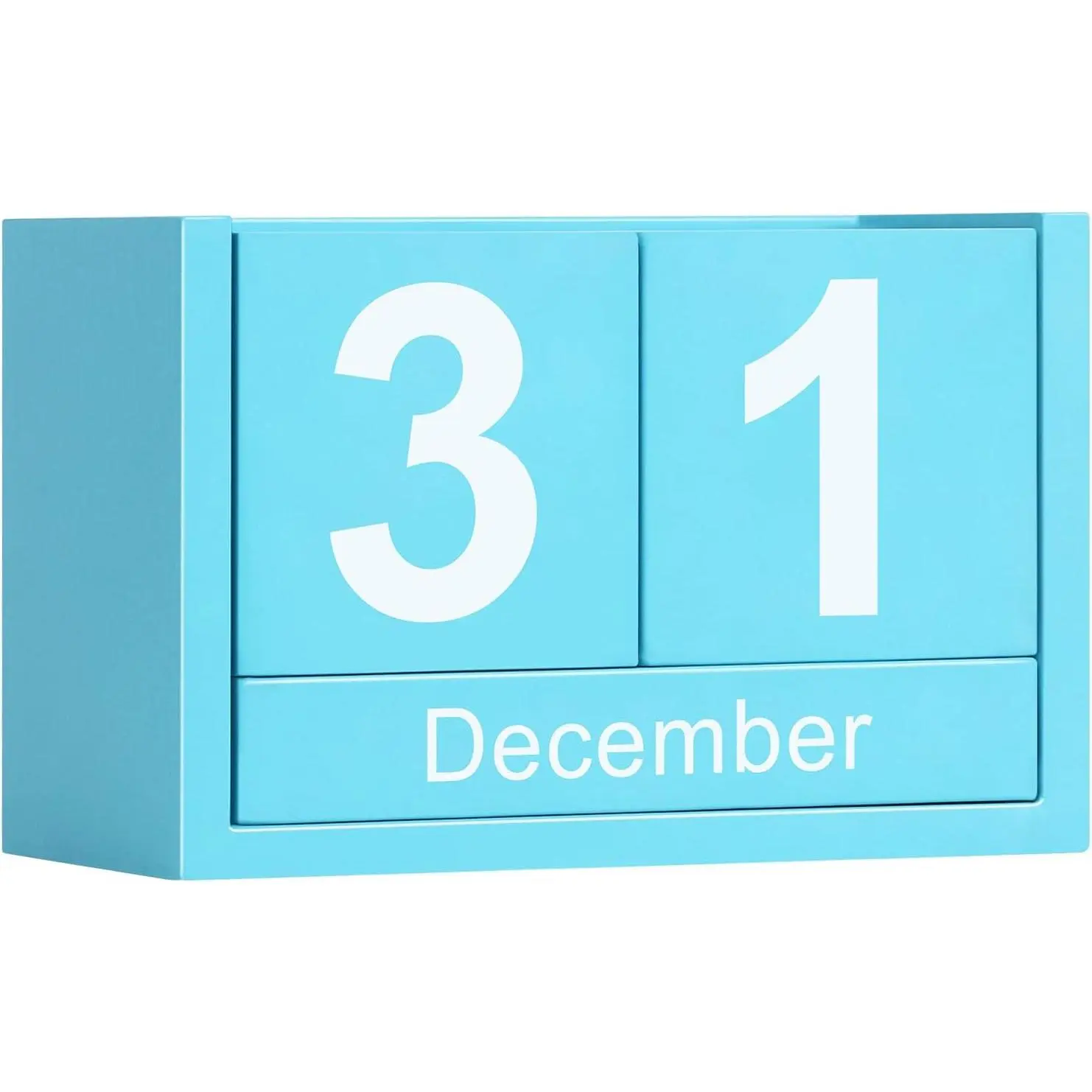 Wooden Block Calendar for Desk, Small Size Daily Desktop Perpetual Desk Calendar, Cute Date Display Desk Accessories for  Office Decor, Teacher, Classroom,  Yearly, Blue