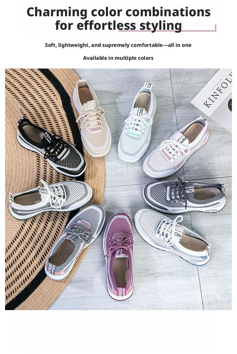 New women's sneakers, fly-knit mesh shoes, low-cut lightweight casual shoes, comfortable and versatile single shoes