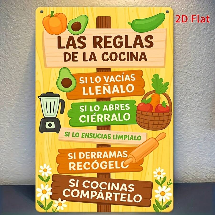 Spanish "Las Reglas De La Cocina" Metal Tin Sign – Vintage Kitchen Rules Wall Decor – Rustic Farmhouse Art for Home, Restaurant & Dining Room – 8x12 Inch Spanish "Las Reglas De La Cocina" Metal Tin Sign – Vintage Kitchen Rules Wall Decor – Rustic Farmhouse Art for Home, Restaurant & Dining Room – 8x12 Inch