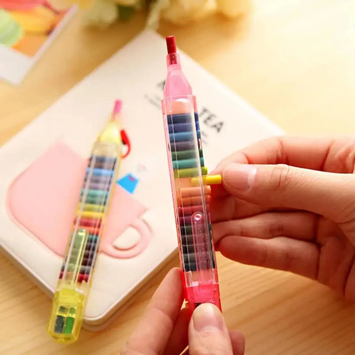 20 Colors Interchangeable Core Oil Painting Crayons Set with Washable Paintbrush Best Colored Crayons for Fancy Graffiti Paintin