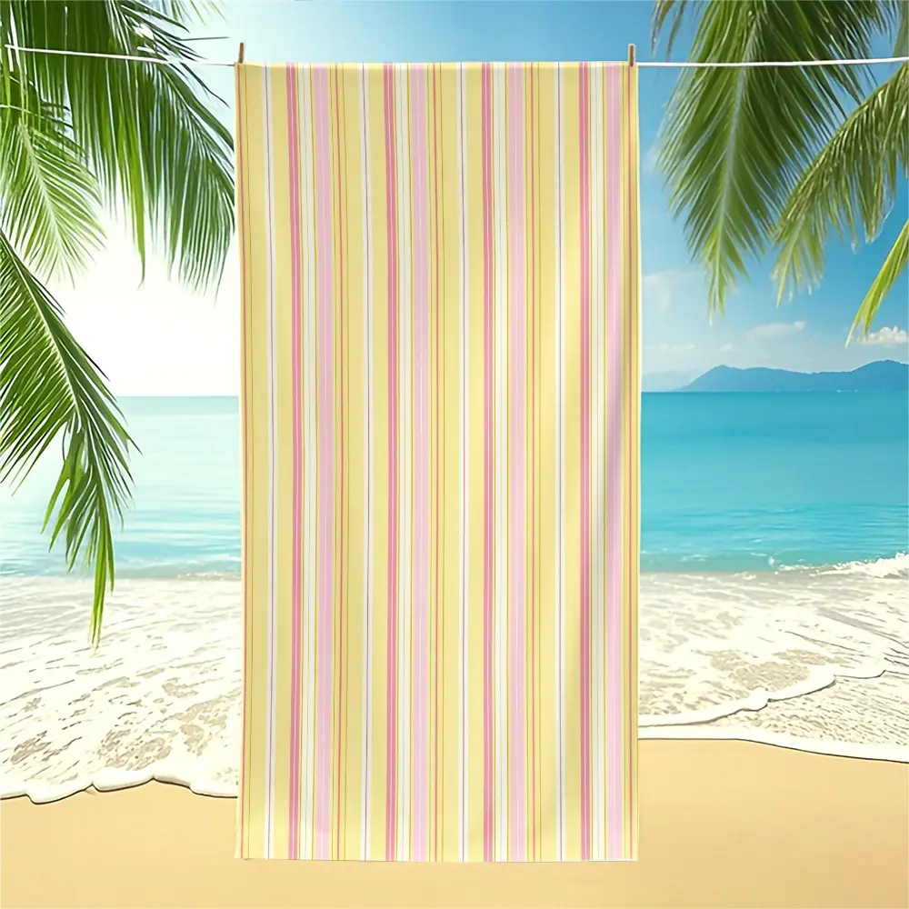 Fresh Multi-Color Stripe Beach Towel, Large Size Absorbent Quick Dry, Lightweight Portable Towel for Travel & Pool, Quick Dry Towels For Travel