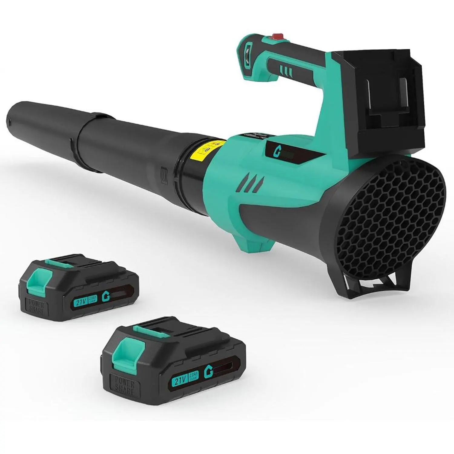 Leaf Blower Cordless - 550 CFM / 21V Powerful 2 * 2.0Ah Batteries and Charger, 6 Speed Modes, Lightweight Leaf Blowers for Lawn Care, Patio, Dust, Blowing Leaves, Portable Power Blower Leaf Blowers, Handheld Jet Blower Leaf Blowers