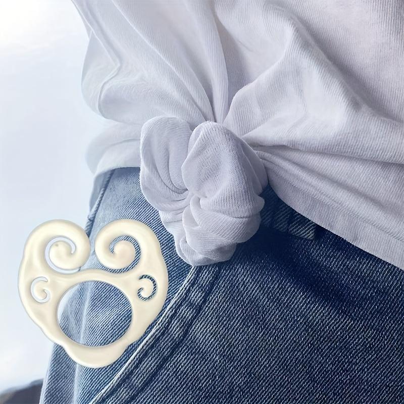 Cute White Shirt Tightening Clasp for Women, 2 Counts Multifunctional DIY Styling Clip for T-shirts, Waist, and Shirts, Versatile Fashion Accessory, Safety Pin