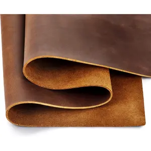 Genuine Full Grain Oil Tan Crazy Horse Cowhide Leather Sheets 1.8-2.0MM Thick Brown 8"x12" for Tooling Sewing Crafts Wallet Earring Hobby Projects