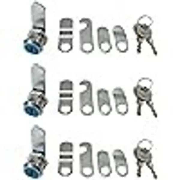 3 PCS Mailbox Security Cam & Lever Locks with 12 Interchangeable Plates for Mailboxes, Cupboard Doors