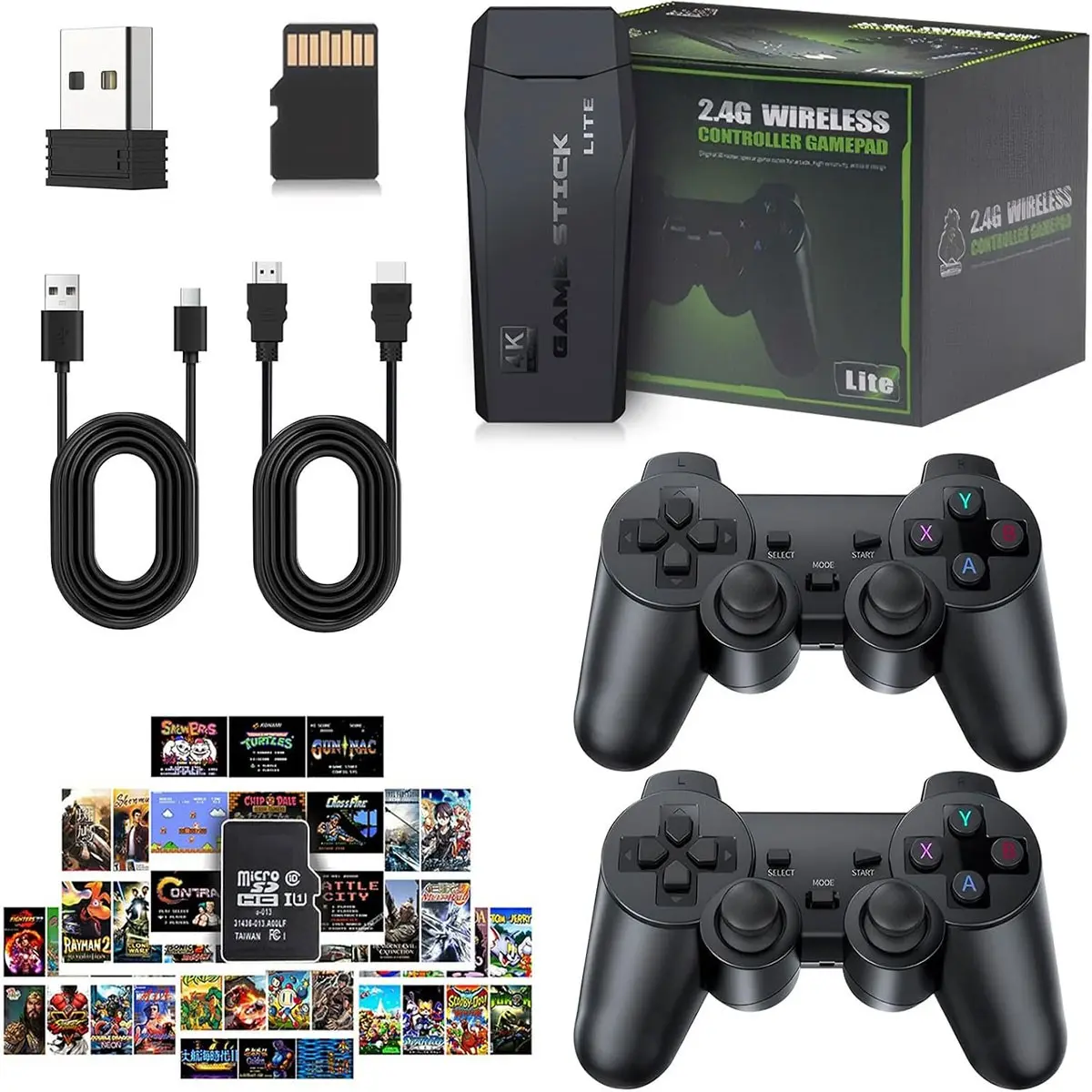 Retro Game Console Controller & Stick Pro, 20,000+ Classic Games, 23 Emulators, Dual Wireless Controllers, 4K HDMI, Plug & Play, 64GB
