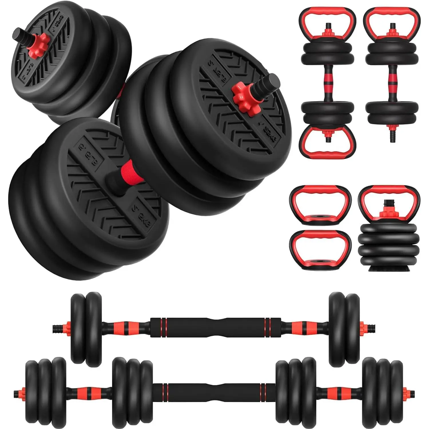 Adjustable Dumbbell, 20/30/45/70/90lbs Dumbbells Set, 4-in-1 Free Weights for Women/Men Workout Equipment  as Barbell/Kettlebells/Push up Stand for  Gym