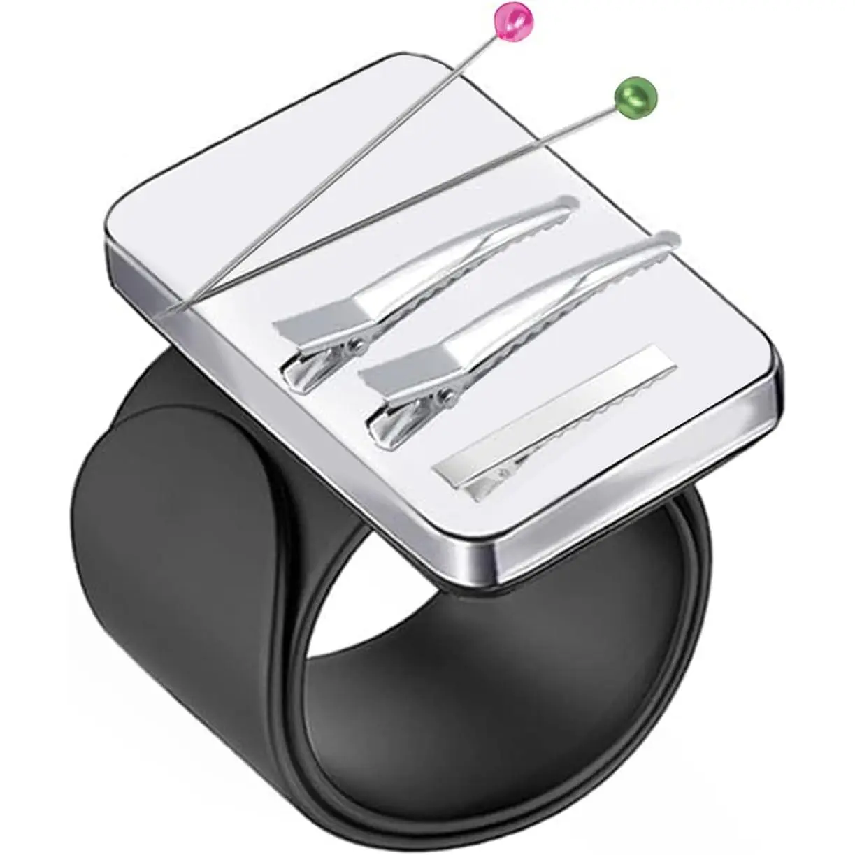 Pincushion for Sewing,  Wrist  Wristband for Braiding Gel, Pin Cushion Holder Bracelet for Quilting Sewing & Hairstylists (Black)