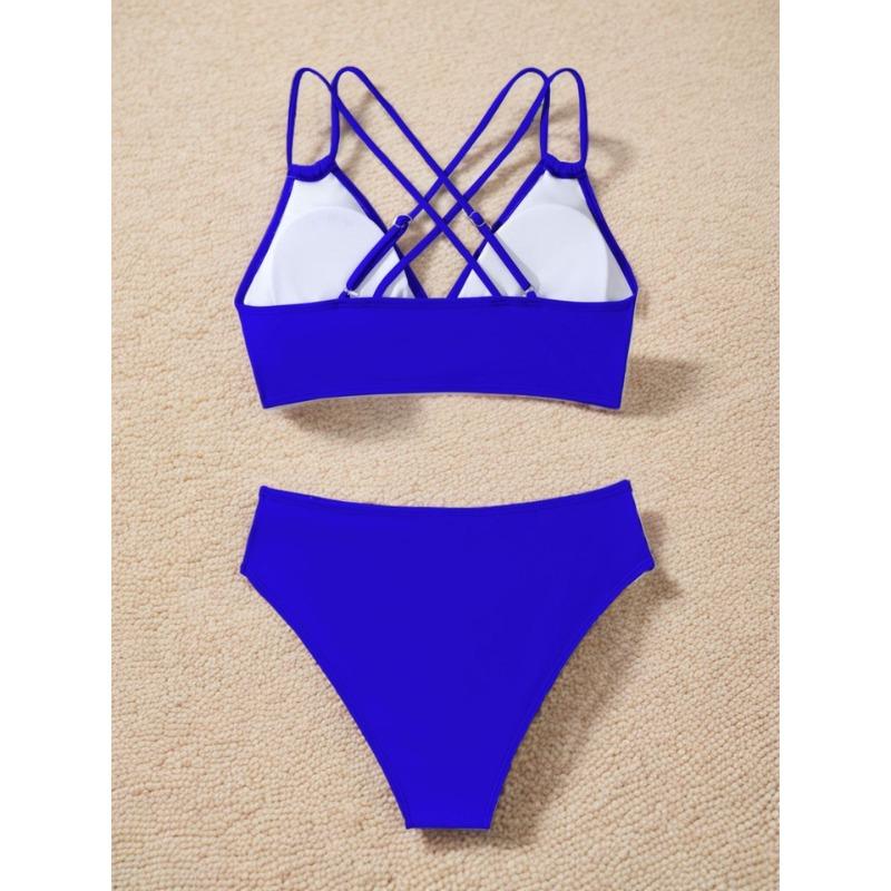 BIGWIG Women's Bikini Set: High-Waisted, V-Neck Top + Cutout Thong Bottoms — 2-Piece Swimsuit. Sexy & Playful Women's Swimwear featuring a Backless Design and Adjustable Straps