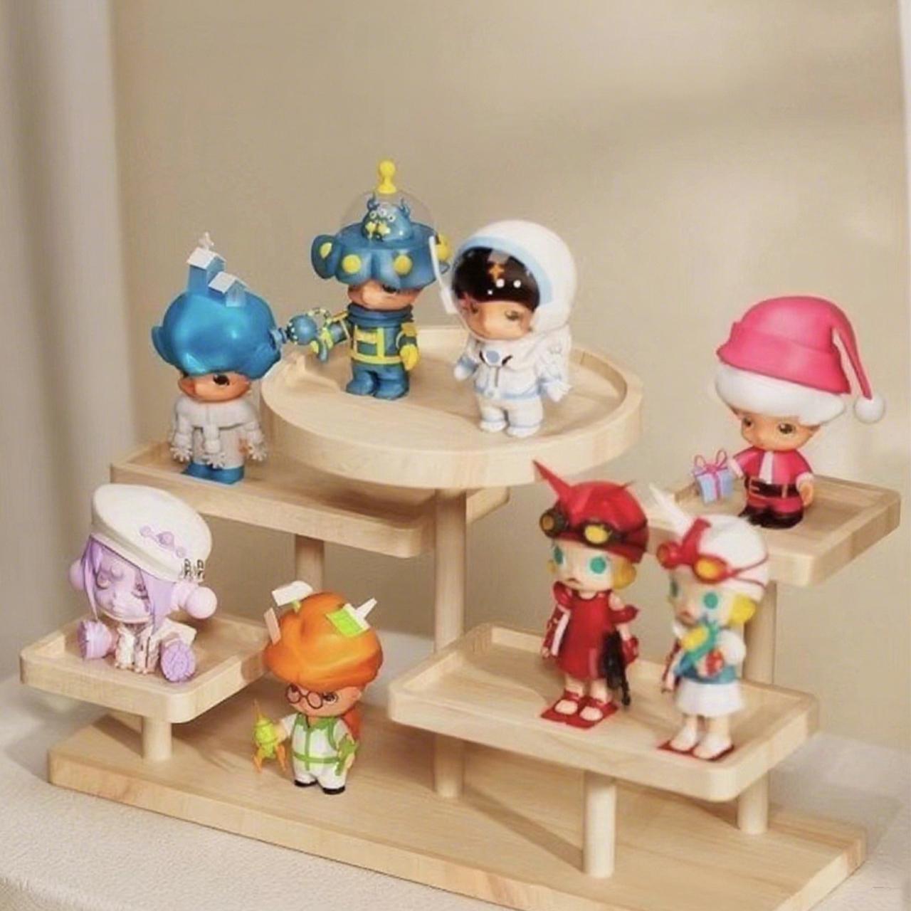 5-Tier Handmade Solid Wood Multi-Layer Display Rack, Kitchen Dining Cup Holder, Tray with Storage Layer, Modern Rustic Style Organizer