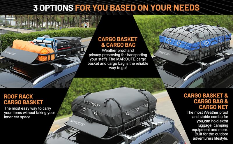 GARVEE Universal Rooftop Cargo Carrier Basket - 51" x 36" with 200LBS Capacity for SUVs, Trucks & Cars - Includes Cargo Bag and Net for Secure Transport of Luggage and Gear.