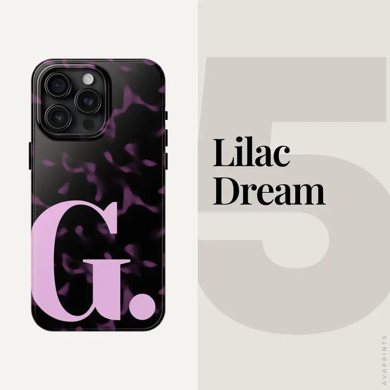 Personalized Tortoiseshell iPhone Case 17 16 15 14 13, Custom Initial Monogram Tortoise Shell TOUGH