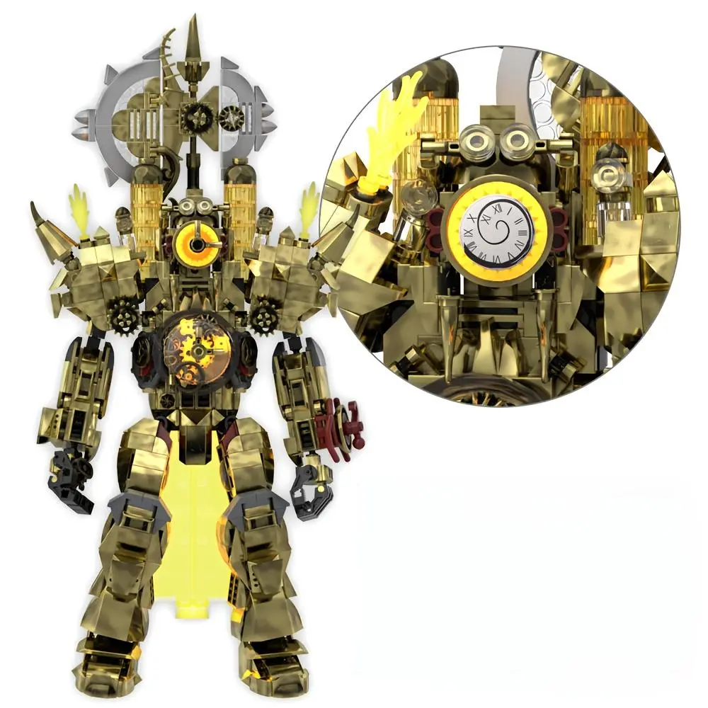 758pcs MOC Toilet Mech & Golden Clock Emperor Building Set - Desert Warrior Model Kit for Ages 8+, Premium Holiday Gift